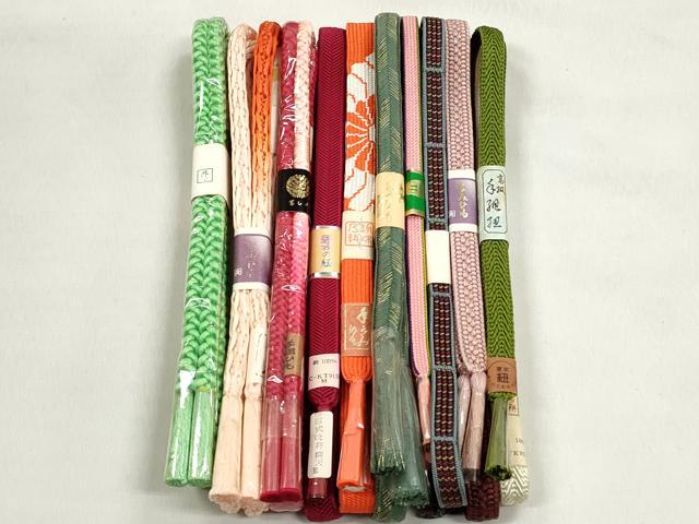 平和屋着物●和装小物　帯締め10本セット　高麗組　笹浪組　鴨川組　大和組　金糸　逸品　未使用　CABK5179qe