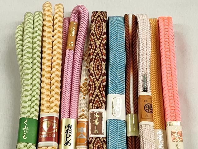 平和屋着物●和装小物　帯締め10本セット　唐組　笹浪組　奈良組　長尺　金糸　逸品　未使用　CABK5184qe