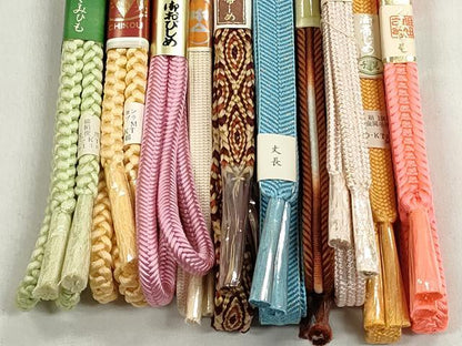 平和屋着物●和装小物　帯締め10本セット　唐組　笹浪組　奈良組　長尺　金糸　逸品　未使用　CABK5184qe
