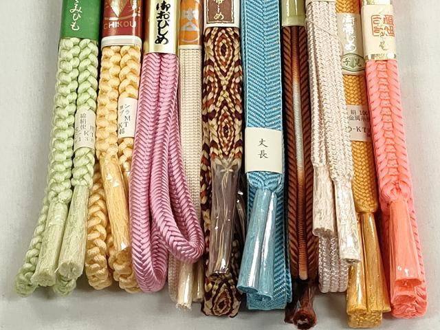 平和屋着物●和装小物　帯締め10本セット　唐組　笹浪組　奈良組　長尺　金糸　逸品　未使用　CABK5184qe