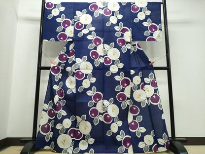 平和屋着物∴夏物　浴衣　綿紅梅　枝椿　綿　逸品　未使用　CABK5202ng