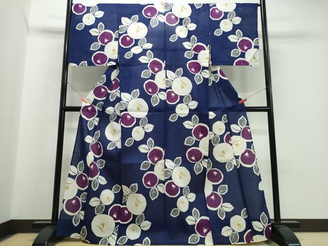 平和屋着物∴夏物　浴衣　綿紅梅　枝椿　綿　逸品　未使用　CABK5202ng