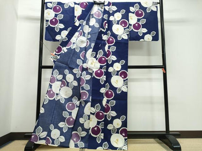 平和屋着物∴夏物　浴衣　綿紅梅　枝椿　綿　逸品　未使用　CABK5202ng