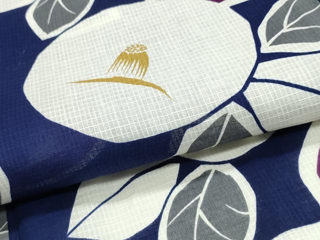 平和屋着物∴夏物　浴衣　綿紅梅　枝椿　綿　逸品　未使用　CABK5202ng