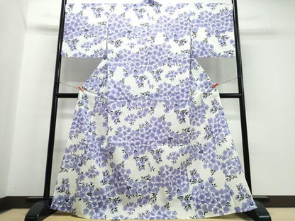 平和屋着物∴夏物　浴衣　綿紅梅　枝桜　綿　逸品　未使用　CABK5203ng