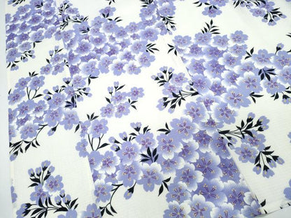 平和屋着物∴夏物　浴衣　綿紅梅　枝桜　綿　逸品　未使用　CABK5203ng