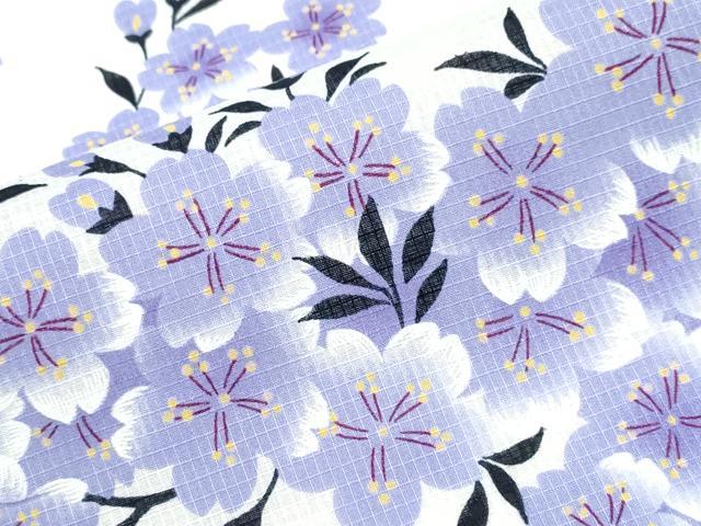 平和屋着物∴夏物　浴衣　綿紅梅　枝桜　綿　逸品　未使用　CABK5203ng