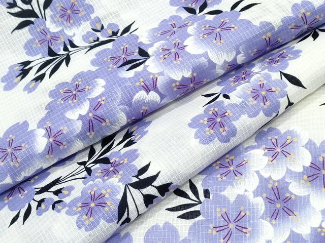 平和屋着物∴夏物　浴衣　綿紅梅　枝桜　綿　逸品　未使用　CABK5203ng
