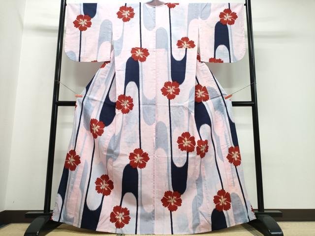 平和屋着物∴夏物　撫松庵　浴衣　舞花文　綿　逸品　CABK5206ng