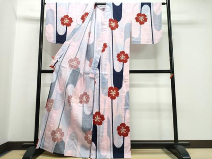 平和屋着物∴夏物　撫松庵　浴衣　舞花文　綿　逸品　CABK5206ng