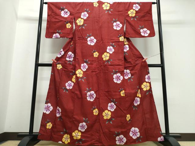 平和屋着物∴夏物　浴衣　撫子　綿　逸品　CABK5207ng