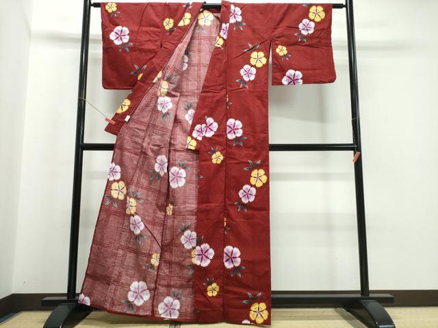 平和屋着物∴夏物　浴衣　撫子　綿　逸品　CABK5207ng