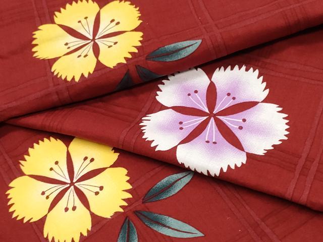 平和屋着物∴夏物　浴衣　撫子　綿　逸品　CABK5207ng