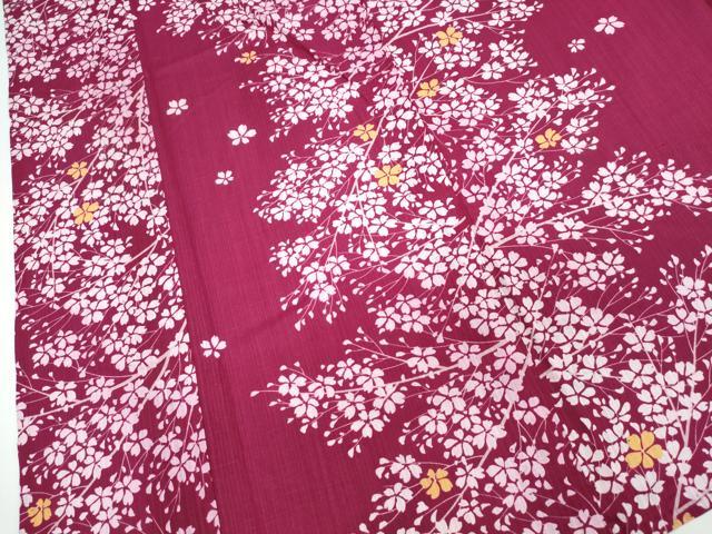 平和屋着物∴夏物　松田聖子　SEIKOMATSUDA　浴衣　枝桜　日本製　綿　逸品　CABK5209ng