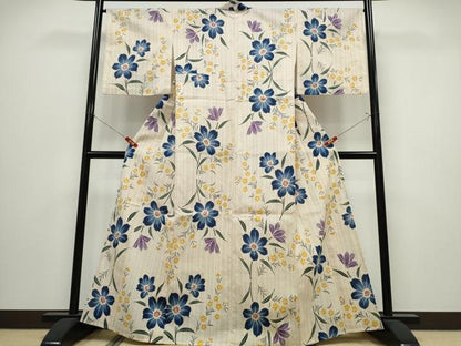 平和屋着物∴夏物　竺仙鑑製　浴衣　注染　枝花文　綿　逸品　CABK5213ng