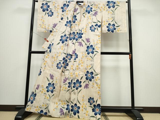 平和屋着物∴夏物　竺仙鑑製　浴衣　注染　枝花文　綿　逸品　CABK5213ng