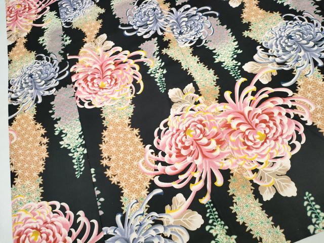 平和屋着物∴夏物　撫松庵　浴衣　乱菊　黒地　綿　逸品　CABK5214ng