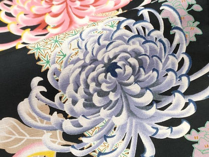 平和屋着物∴夏物　撫松庵　浴衣　乱菊　黒地　綿　逸品　CABK5214ng