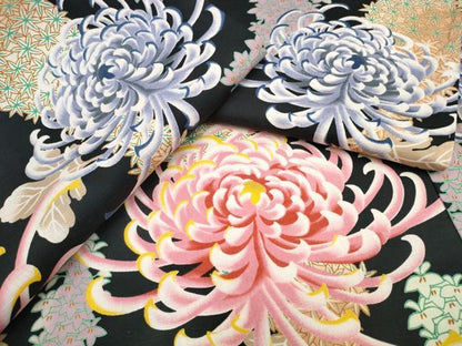 平和屋着物∴夏物　撫松庵　浴衣　乱菊　黒地　綿　逸品　CABK5214ng