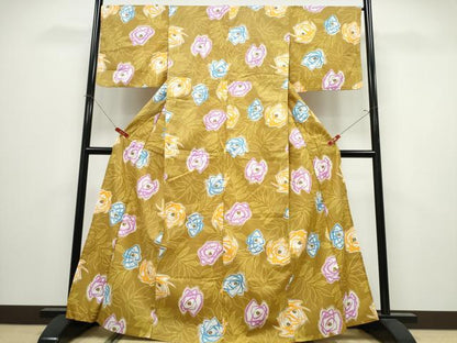 平和屋着物∴夏物　浴衣　椿　綿　逸品　CABK5217ng