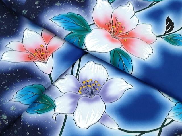 平和屋着物∴世界的ファッションデザイナー　山本寛斎　kansaiブランド　夏物　浴衣　枝花文　ラメ　綿　逸品　CABK5218ng