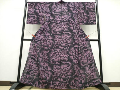 平和屋着物∴夏物　浴衣　綿紅梅　牡丹　綿　逸品　CABK5219ng