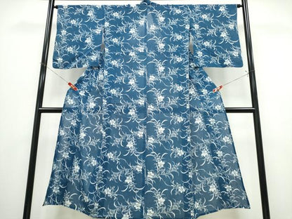 平和屋着物∴夏物　浴衣　綿紅梅　桔梗文　綿　逸品　CABK5220ng