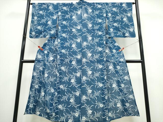 平和屋着物∴夏物　浴衣　綿紅梅　桔梗文　綿　逸品　CABK5220ng