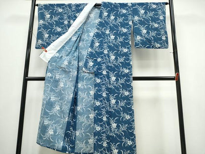 平和屋着物∴夏物　浴衣　綿紅梅　桔梗文　綿　逸品　CABK5220ng