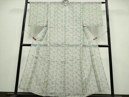 平和屋着物∴夏物　小紋・浴衣兼用　絹紅梅　菊唐草文　絹綿　逸品　CABK5221ng