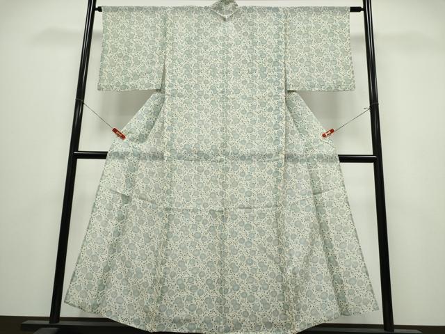 平和屋着物∴夏物　小紋・浴衣兼用　絹紅梅　菊唐草文　絹綿　逸品　CABK5221ng