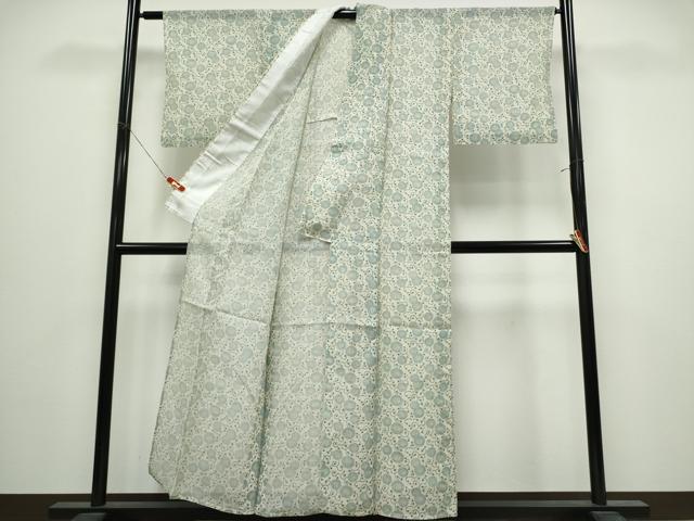 平和屋着物∴夏物　小紋・浴衣兼用　絹紅梅　菊唐草文　絹綿　逸品　CABK5221ng