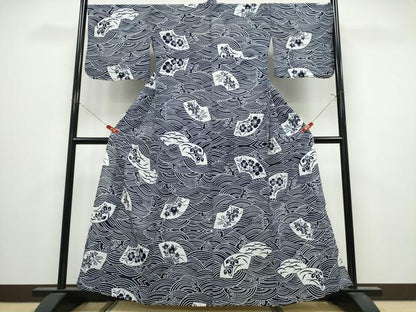 平和屋着物∴夏物　竺仙鑑製　浴衣　綿絽　立波地紙草花文　綿　逸品　CABK5223ng