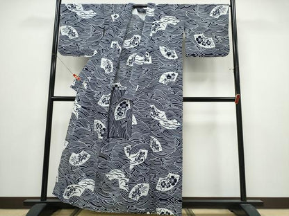 平和屋着物∴夏物　竺仙鑑製　浴衣　綿絽　立波地紙草花文　綿　逸品　CABK5223ng