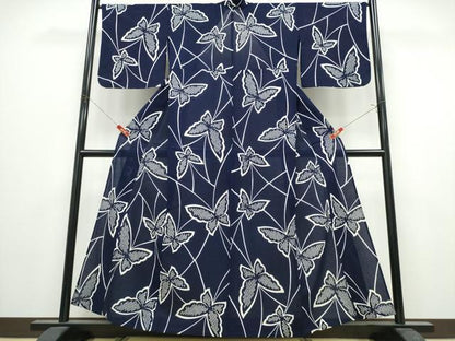 平和屋着物∴夏物　浴衣　綿絽　舞蝶文　綿　逸品　CABK5224ng