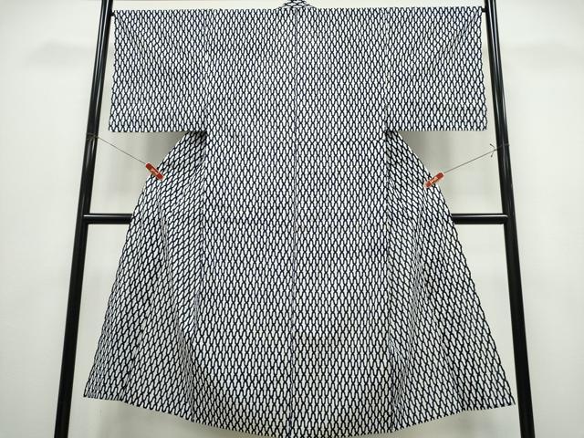 平和屋着物∴夏物　男性　浴衣　注染　手縫い　網目文様　綿　逸品　CABK5226ng