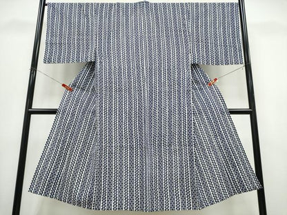 平和屋着物∴夏物　男性　浴衣　注染　手縫い　幾何学文様　綿　逸品　CABK5227ng