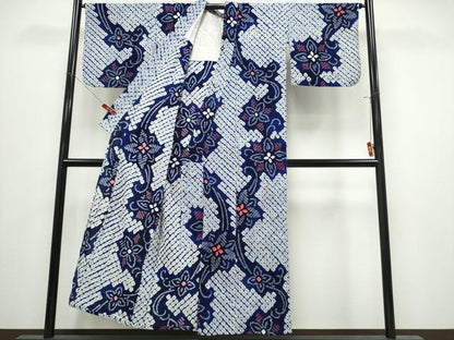 平和屋着物∴夏物　浴衣　有松鳴海絞り　花唐草文　綿　逸品　CABK5229ng