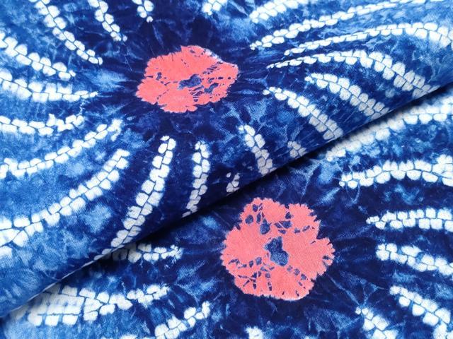 平和屋着物∴夏物　浴衣　有松鳴海絞り　渦巻文様　綿　逸品　CABK5231ng