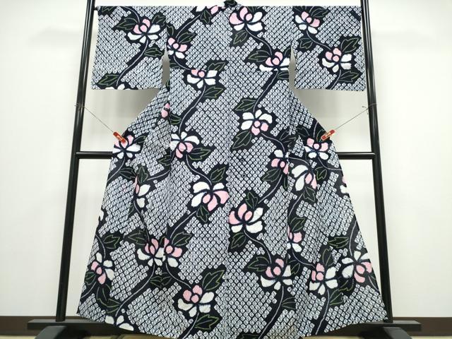 平和屋着物∴夏物　浴衣　有松鳴海絞り　枝花文　綿　逸品　未使用　CABK5232ng