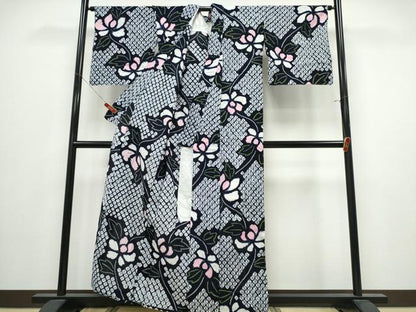 平和屋着物∴夏物　浴衣　有松鳴海絞り　枝花文　綿　逸品　未使用　CABK5232ng