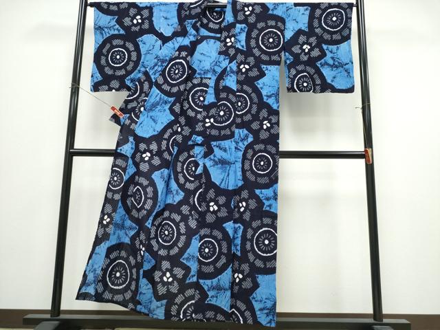 平和屋着物∴夏物　浴衣　有松鳴海絞り　片輪車舞花文　綿　逸品　CABK5233ng