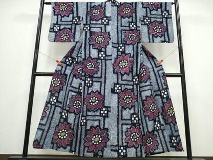 平和屋着物∴夏物　浴衣　有松鳴海絞り　舞花文　綿　逸品　CABK5234ng