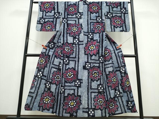 平和屋着物∴夏物　浴衣　有松鳴海絞り　舞花文　綿　逸品　CABK5234ng