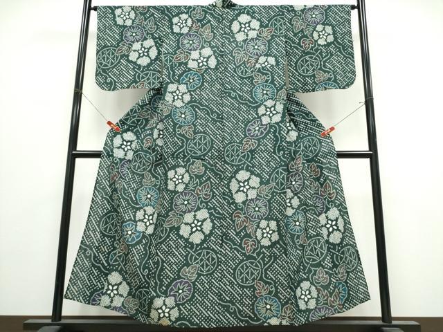 平和屋着物∴夏物　浴衣　有松鳴海絞り　朝顔　綿　逸品　CABK5236ng