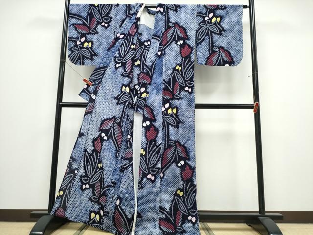 平和屋着物∴夏物　浴衣　有松鳴海絞り　草花文　綿　逸品　CABK5237ng