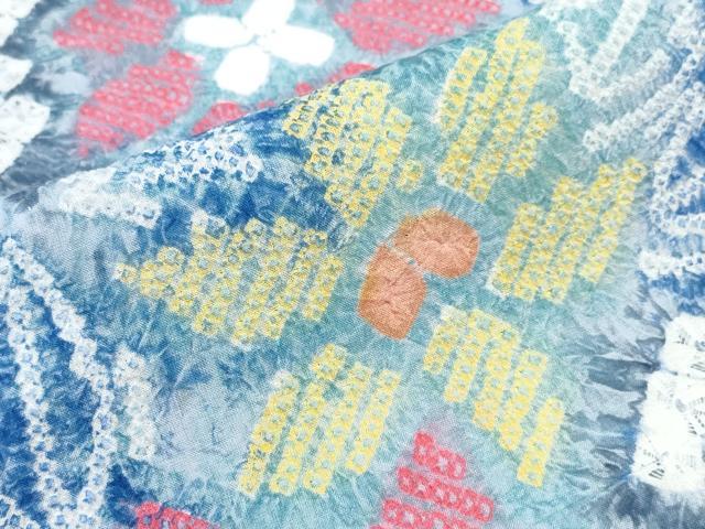平和屋着物∴夏物　浴衣　有松鳴海絞り　枝花文　綿　逸品　CABK5240ng
