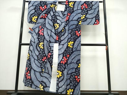 平和屋着物∴夏物　浴衣　有松鳴海絞り　流水舞花文　綿　逸品　CABK5242ng