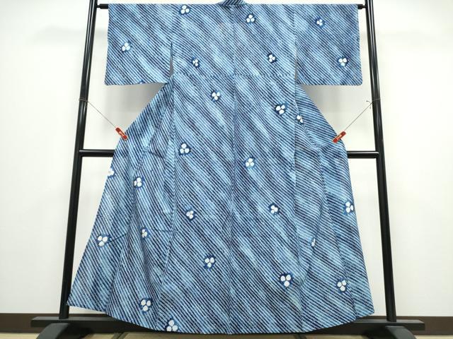 平和屋着物∴夏物　浴衣　有松鳴海絞り　斜線舞花文　綿　逸品　CABK5245ng