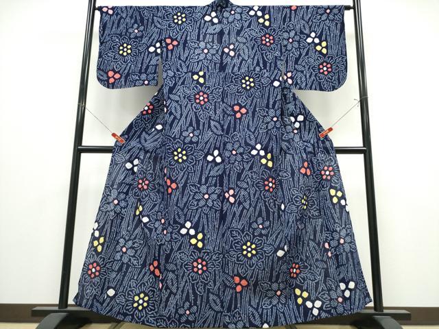 平和屋着物∴夏物　浴衣　有松鳴海絞り　草花文　綿　逸品　CABK5246ng